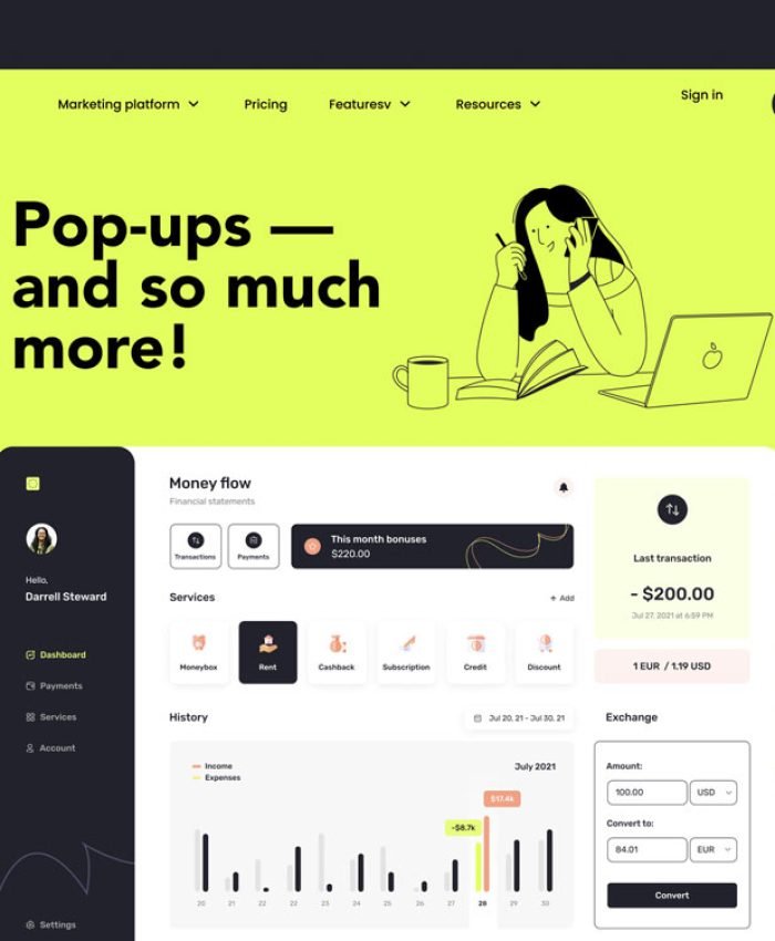 Back-end popups and Graphic Design